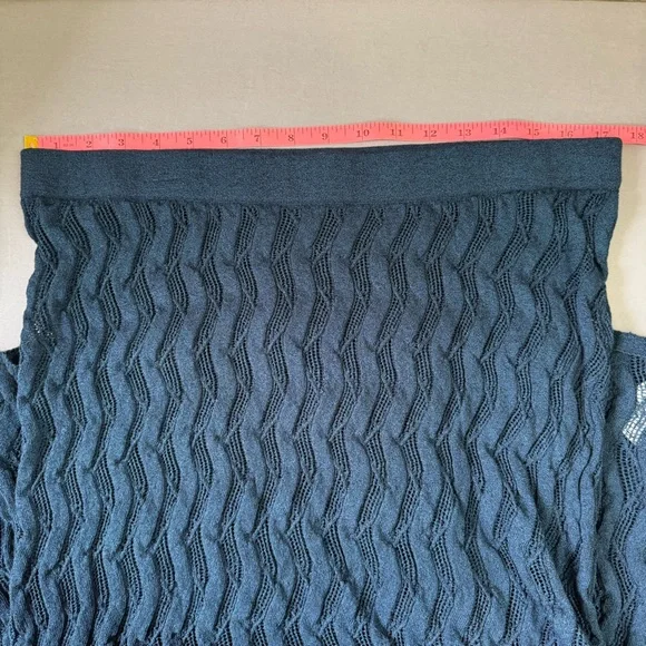 Future Collective skirt women large cotton blend sheer knit midi length blue - Picture 7 of 8